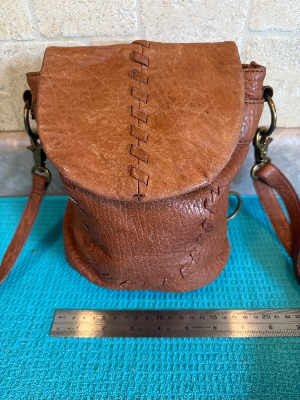 Whipstitch Tan Leather Crossbody Bag